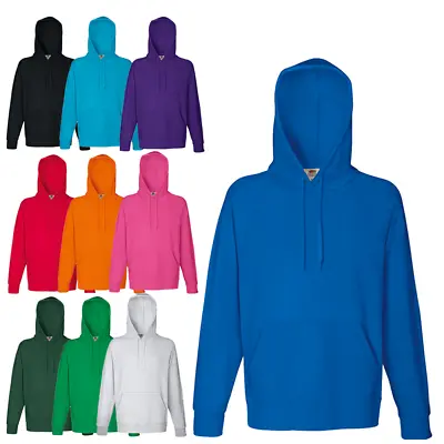 Buy Genuine FRUIT OF THE LOOM Classic Plain Hooded Sweatshirt Mens Hoodie • 16.49£