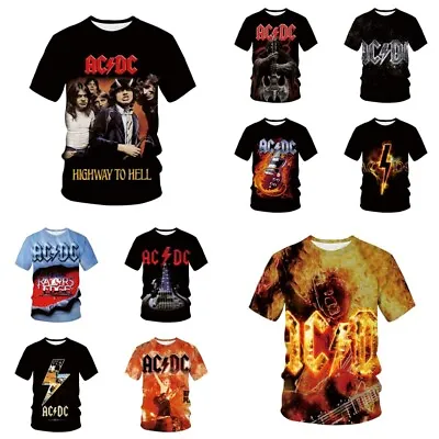 Buy Unisex 3D ACDC Rock Band Short Sleeve Pullover T-shirt Tee Top Xmas Gifts UK • 10.78£