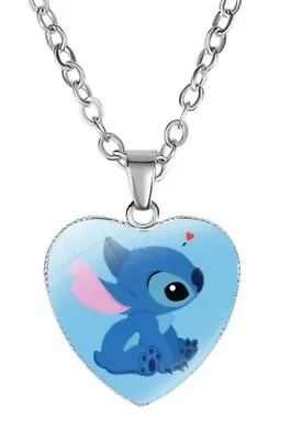 Buy Lilo Stitch In Love Merch Necklace Chain Pendant Necklace Anime Manga Cosplay  • 9.41£