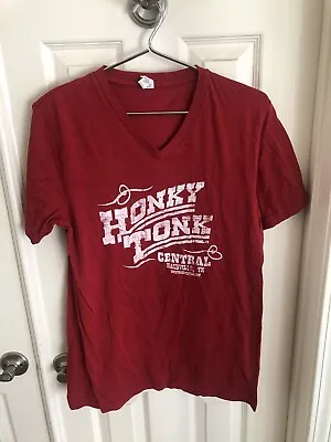 Buy Honky Tonk Central Nashville TN Red V Neck Medium Short Sleeve T Shirt FastShip • 28.91£