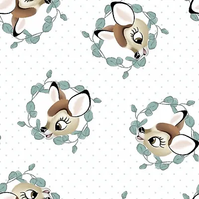 Buy Disney Fabric - Bambi Badges - White - 100% Cotton - Multiple Sizes • 4.50£