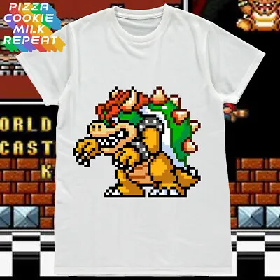 Buy Super Mario SNES Pixel Bowser Retro Gamer Video Game Fan Unisex Adults T-shirt • 3.99£