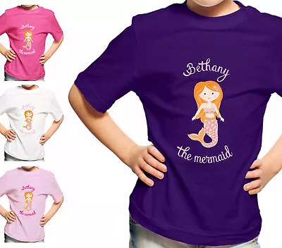 Buy Personalised Childrens Mermaid T-Shirt Girls Boys Tshirt Kids Top Ages 1-12 D4 • 8.99£