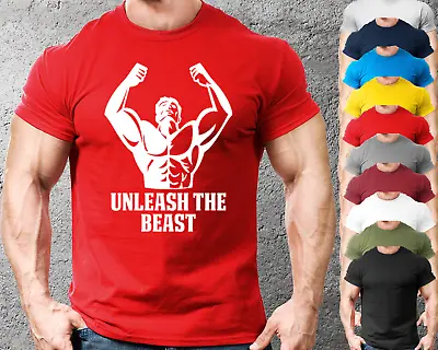 Buy Unleash The Beast Gym T-Shirt Mens Gym Clothing | Workout Training Bodybuilding • 8.99£