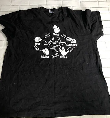 Buy Big Bang Theory Rock Paper Scissors Lizard Spock Sheldon Cooper T Shirt Black M • 9.99£