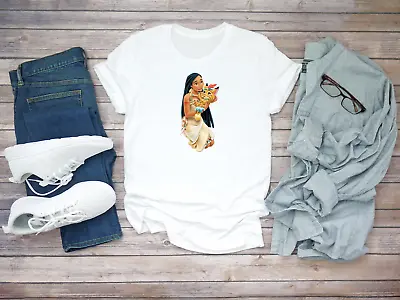 Buy Pocahontas Disney Cartoon Animation Short Sleeve White Men's T Shirt F290 • 9.92£