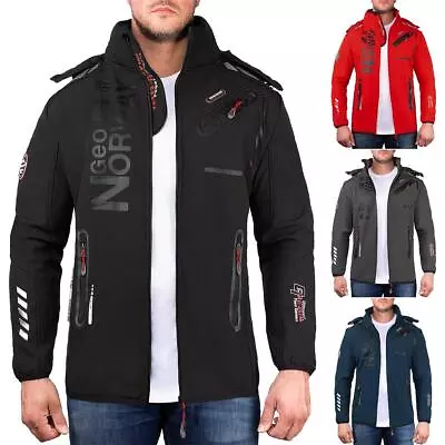 Buy GEO Norway Men's Softshell Jacket Heat Insulated Detachable Hood Stylish Print • 80.89£
