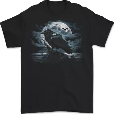 Buy Raven & Ocean Full Moon Crow Viking Mens T-Shirt 100% Cotton • 8.49£