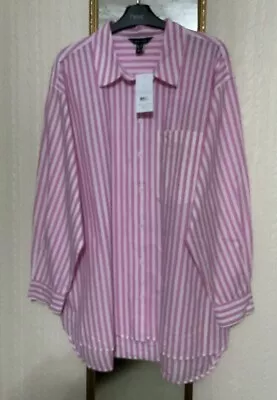 Buy New Look Womens Pink Stripe Oversized Shirt Size 16 BNWT • 10.99£