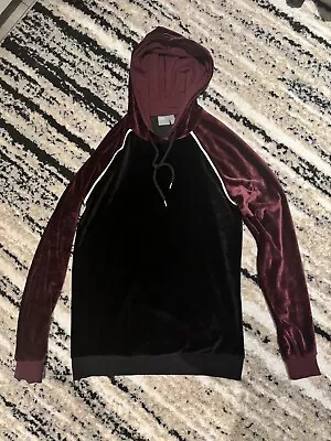 Buy ASOS Muscle Fit Men’s Velour Hoodie - Red And Black / Size M • 15£