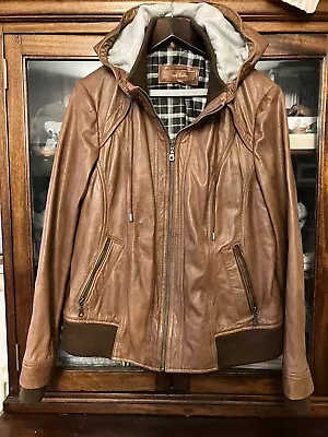 Buy Brown Leather Bomber Jacket With Hood, 20, Next • 30£