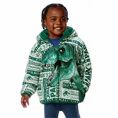 Buy Jurassic World Dinosaur Puffer Jacket Coat Hoodie Boys Kids 5 6 S Park Zipper • 24.05£