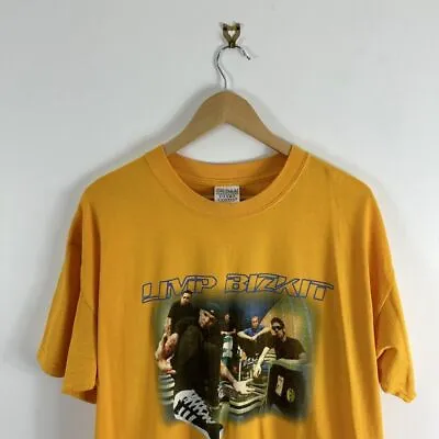 Buy Men’s Vintage Limp Bizkit 2000's Nu Metal Graphic Yellow XL T-Shirt • 100£