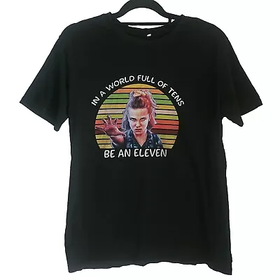 Buy STRANGER THINGS Mens T Shirt Size Large Black Eleven Netflix Lover Fan Top UK • 6.99£