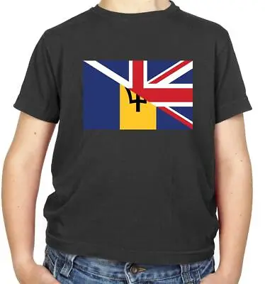 Buy Half Flag Barbados Union Jack Kids T-Shirt - UK - Flags - Bridgetown - Britain • 11.95£