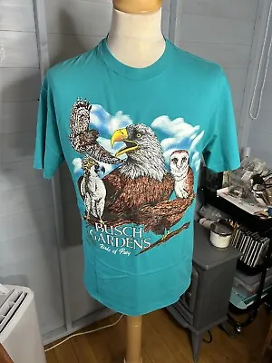 Buy Vtg 90s Single Stitch Hanes Busch Gardens Birds Of Prey T-Shirt L Made In USA • 34.99£