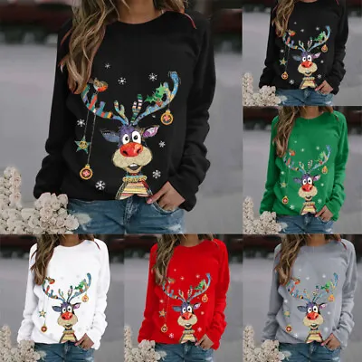 Buy Ladies Womens Girls Xmas Christmas Novelty Jumper Sweater Rudolph Top CZ • 12.99£