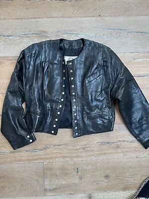 Buy Super Soft Cropped Vintage Leather Jacket Paris New York • 29£