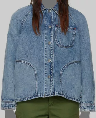 Buy $372 A.P.C. Women's Blue Suzanne Bleached Denim Jacket Coat Size FR 36/ US 4 • 114.64£