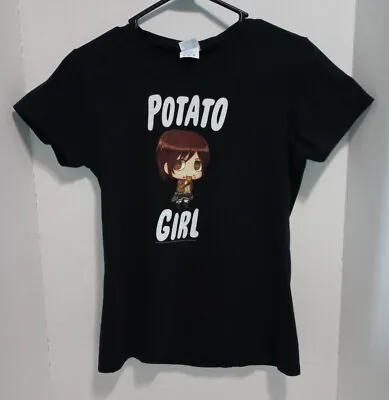 Buy Attack On Titan Anime Sasha Braus Potato Girl Chibi Black T-Shirt Women's Size S • 11.37£