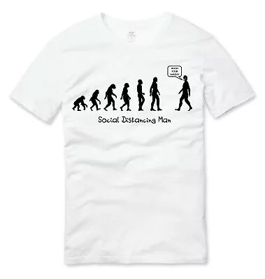 Buy Social Distancing Man Evolution Of Man Wash Your Hands T Shirt White • 13.49£