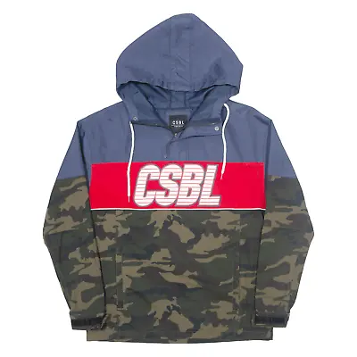 Buy CSBL 1/4 Zip Up Pullover Mens Anorak Jacket Green Hooded Camouflage L • 24.99£
