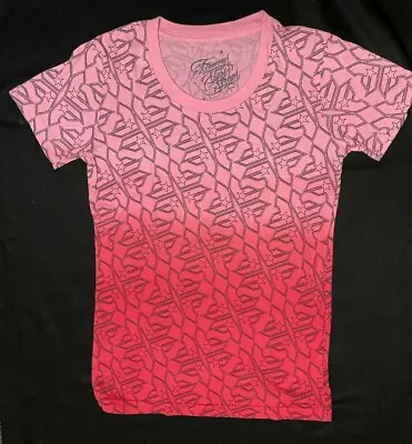 Buy Famous Stars & Straps Ladies Fitted Top Tshirt  Allover F Red Pink 2 • 19.99£