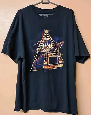 Buy Def Leppard T Shirt Black On Through The Night Short Sleeve Cotton Size 2XL XXL • 16.95£