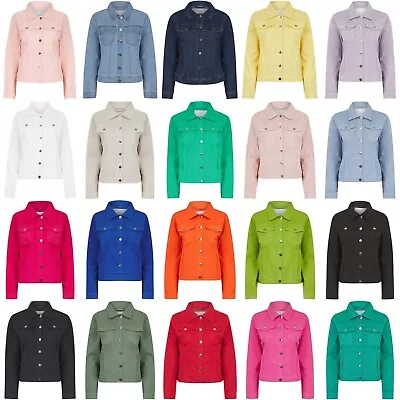 Buy Womens Ladies Stretch Denim Jacket Soft Cotton Summer Bright Colour Fashion Coat • 26.95£