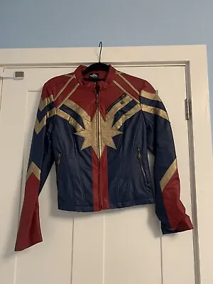 Buy Captain Marvel Faux Leather Jacket Womans Small Medium SM Avengers Cosplay • 49.99£