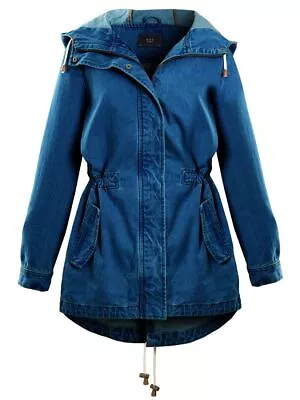 Buy Womens Size 14 12 10 8 16 Denim Coat Jacket Ladies Jean Parka Blue • 29.95£