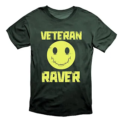 Buy Veteran Raver Old School Acid House - Garage - Rave T Shirt Black • 18.49£