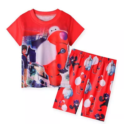 Buy Kid Boys Summer Baymax Big Hero Printed Outfits Short Sleeve T-Shirt Shorts Set` • 8.69£