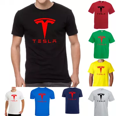 Buy Tesla Motors Car Elon Musk Fan Moto Rally Electric Nikola Nerd Geek T-shirt • 9.99£