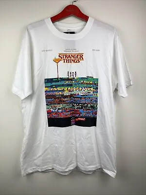 Buy Stranger Things T Shirt White - Game Retro Style - Large - Netflix Tv Show BNWT • 4.99£