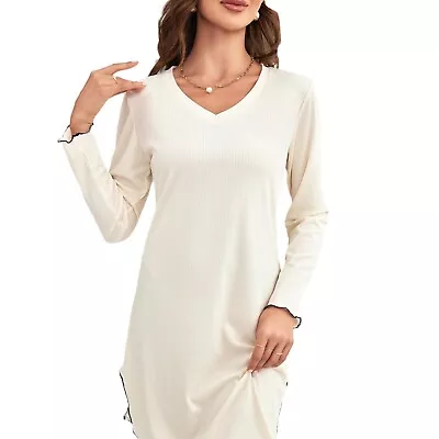 Buy Long Sleeved Sexy Split Pajamas For Women's Casual Home Sleepwear • 18.99£