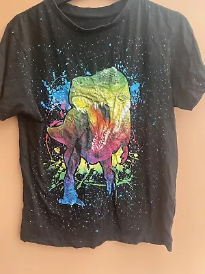 Buy Boys Black Multi Colour Dinosaur Tshirt Top Age 13-14 • 6.99£