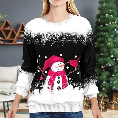 Buy Women Red Sweater Xmas Ladies Christmas Novelty Jumper Sweater Rudolph Tops • 10.99£