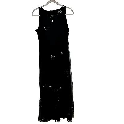 Buy Vintage 90s Y2K Mesh Lace Butterfly Long Dress Sz 14 Whimsigoth Fairy Goth Black • 33.77£