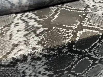 Buy Power Mesh Net Stretch Fabric, Per Metre - Snakeskin Animal Print - Grey • 6.99£
