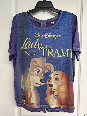 Buy Disney Parks Lady And The Tramp T- Shirt Women’s L Purple Bella Notte Scene • 48.04£