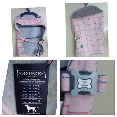 Buy New Hugo And Hudson Pink Check Tweed Dog Coat Jacket Size L 22  55 Cm  Free Post • 21.90£