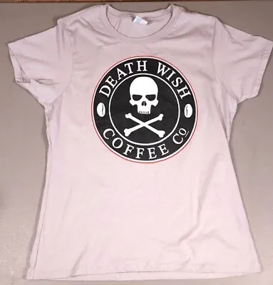 Buy Death Wish Coffee Co Gray Skull & Crossbones T-Shirt Womens Size Large • 17.10£