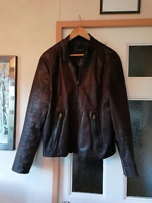 Buy Man's Urban Stone Brown Leather Jacket Size S/M • 10£