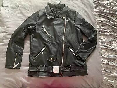 Buy Faux Leather Biker Jacket Size 10 Pretty Little Thing • 7.99£