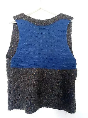 Buy VTG Handmade Boucle Wool Vest Sleeveless Jumper Purple Blue L • 38£