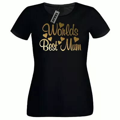 Buy Worlds Best Mum Tshirt,Fitted Gold Slogan Ladies,Womens Tshirt,Mothers Day • 7.99£
