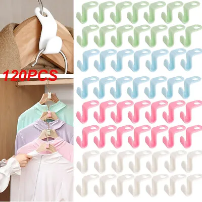 Buy 120PC Space Saver Saving Wonder Clothes Hanger Connector Cascading Hooks Hangers • 7.29£