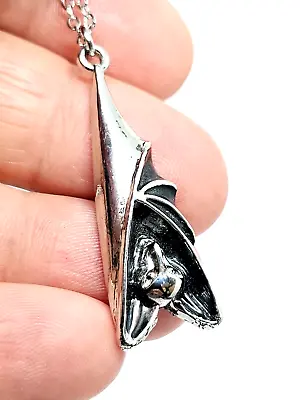 Buy Bat Pendant Necklace Gothic Hanging Roosting Bat Nosferatu 18  Chain Jewellery • 5.95£