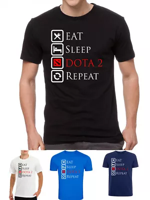 Buy Dota 2 Mmo Game Gamer Eat Sleep Repeat Symbol Logo T-shirt • 9.99£